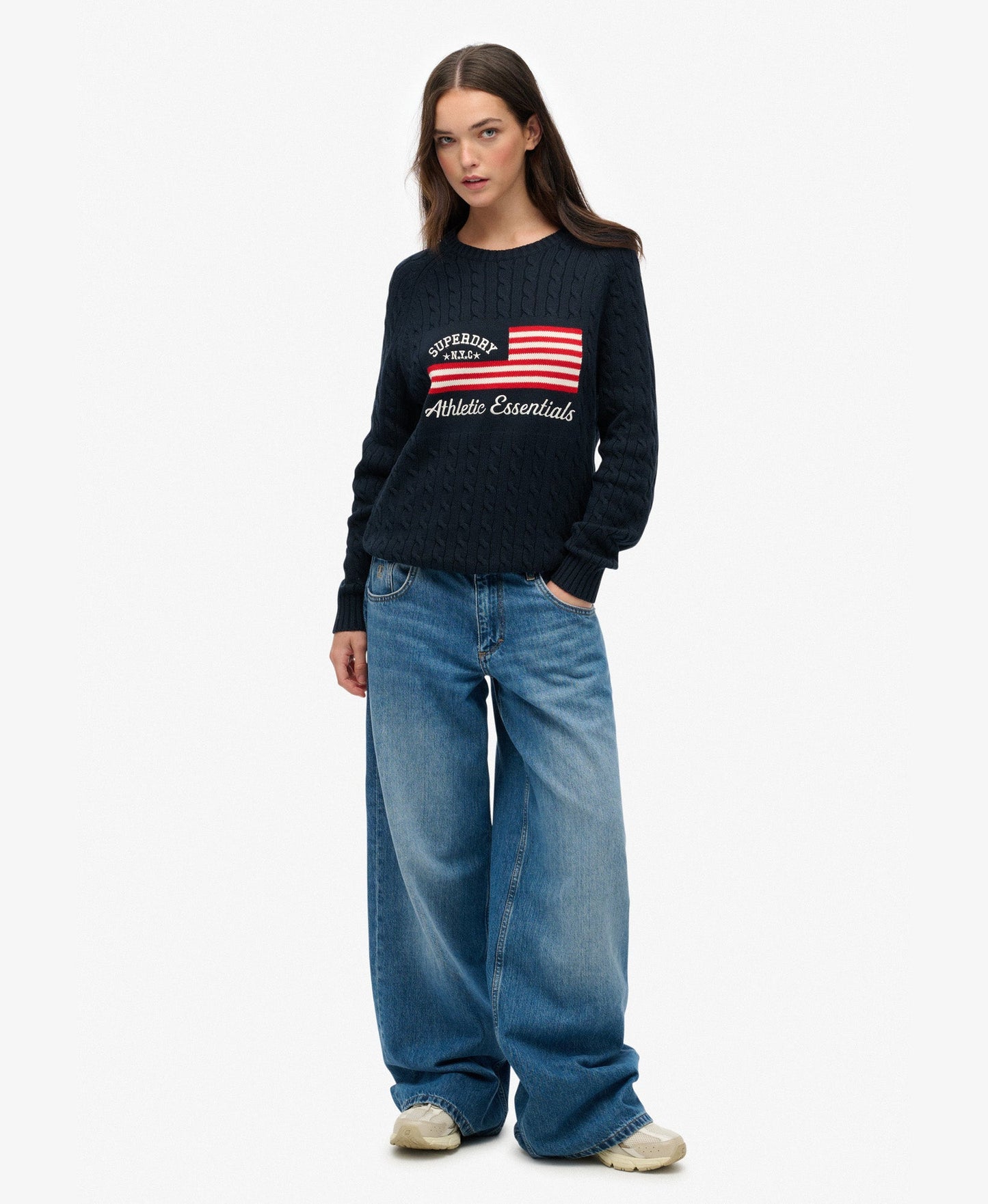 Slouchy Cable Flag Knit | Richest Navy