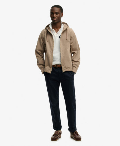 Hooded Washed Twill Jacket | Washed Stone