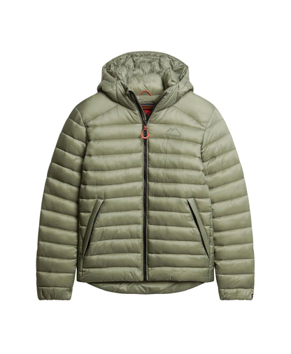 Hooded Fuji Sport Padded Slim Fit Jacket | Light Khaki Green