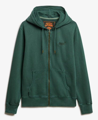Essential Logo Washed Ziphood | Forest Green