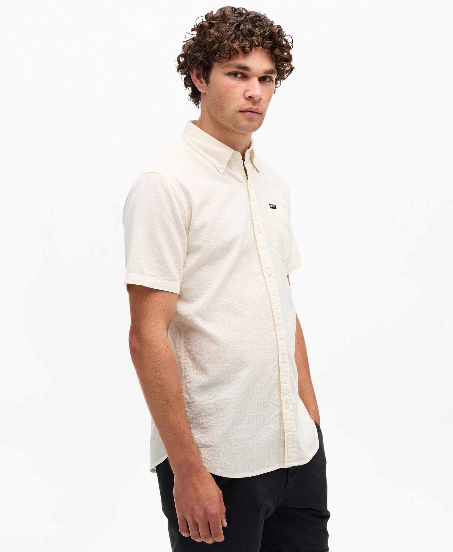 Seersucker Short Sleeve Shirt | Off White