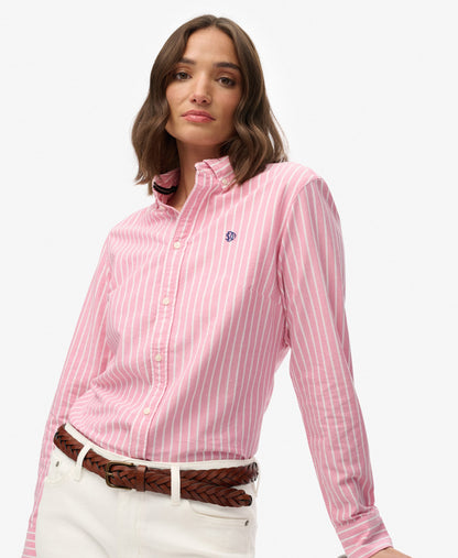 Slim Oxford Long Sleeve Shirt | Broker Pink Stripe