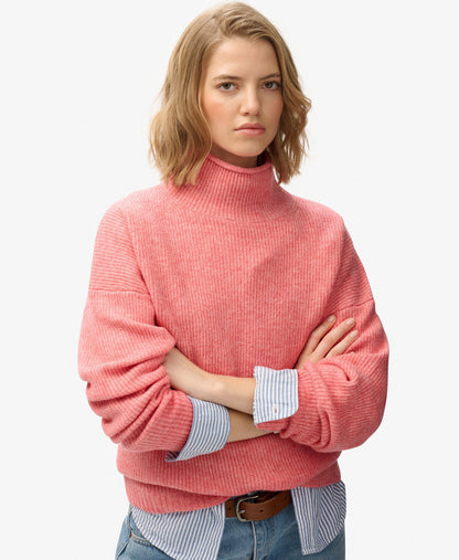 Slouchy Mock Neck Jumper | Dry Red Twist