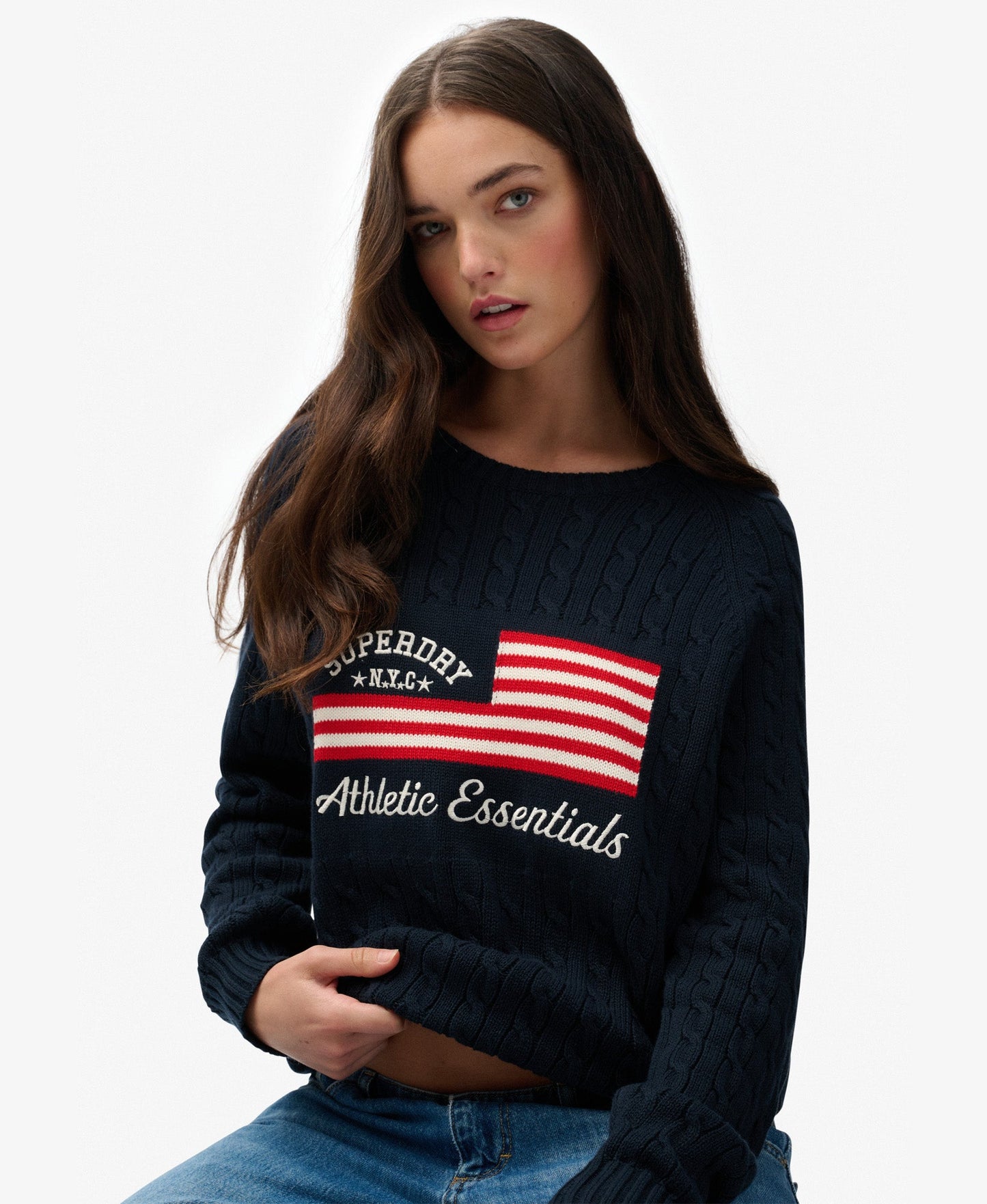 Slouchy Cable Flag Knit | Richest Navy