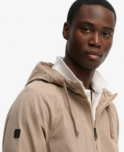 Hooded Washed Twill Jacket | Washed Stone