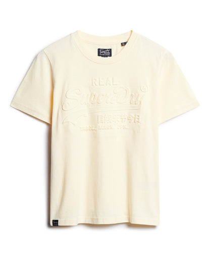 Embossed Vintage Logo Relaxed Tee | Rice White