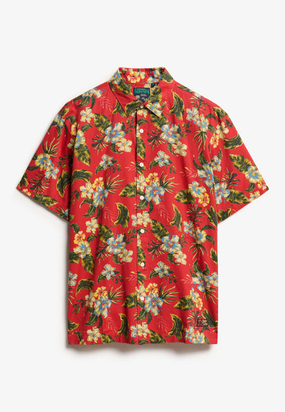 Hawaiian Print Shirt | Botanical Red