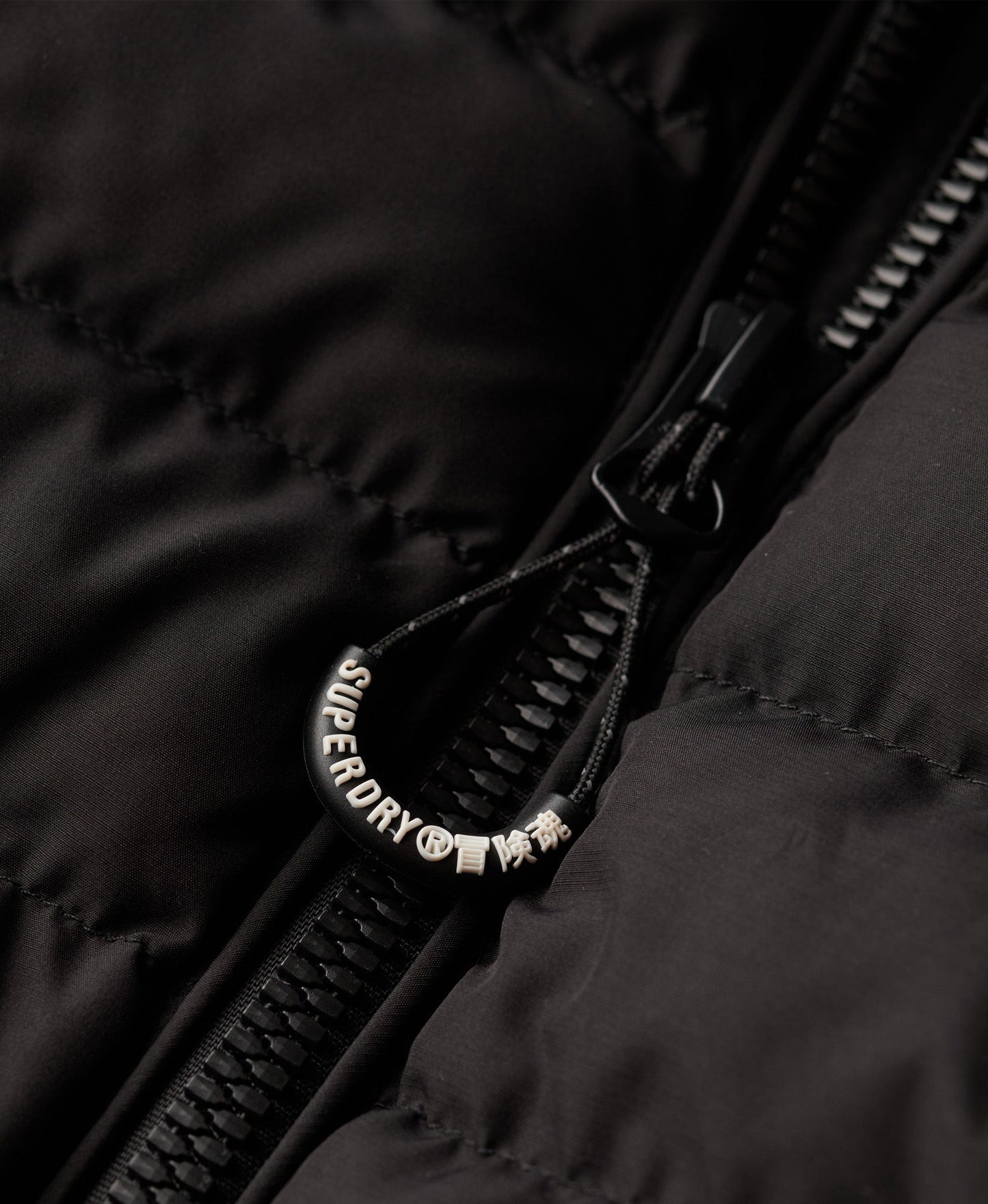 Hooded Fuji Padded Slim Fit Jacket | Black