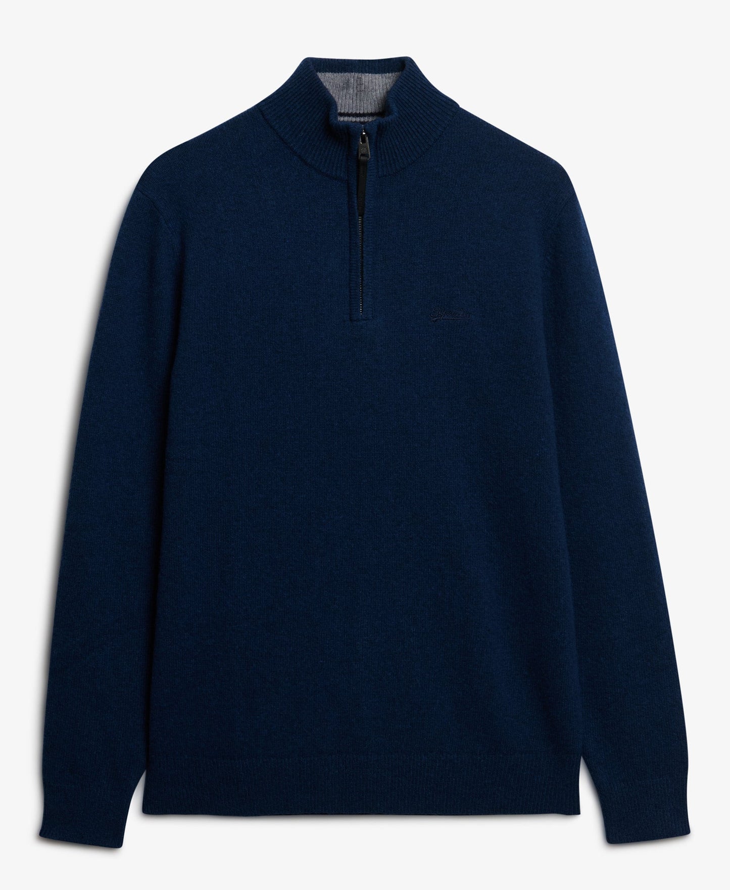 Wool Blend Half Zip Slim Fit Jumper | Dusk Navy Marle