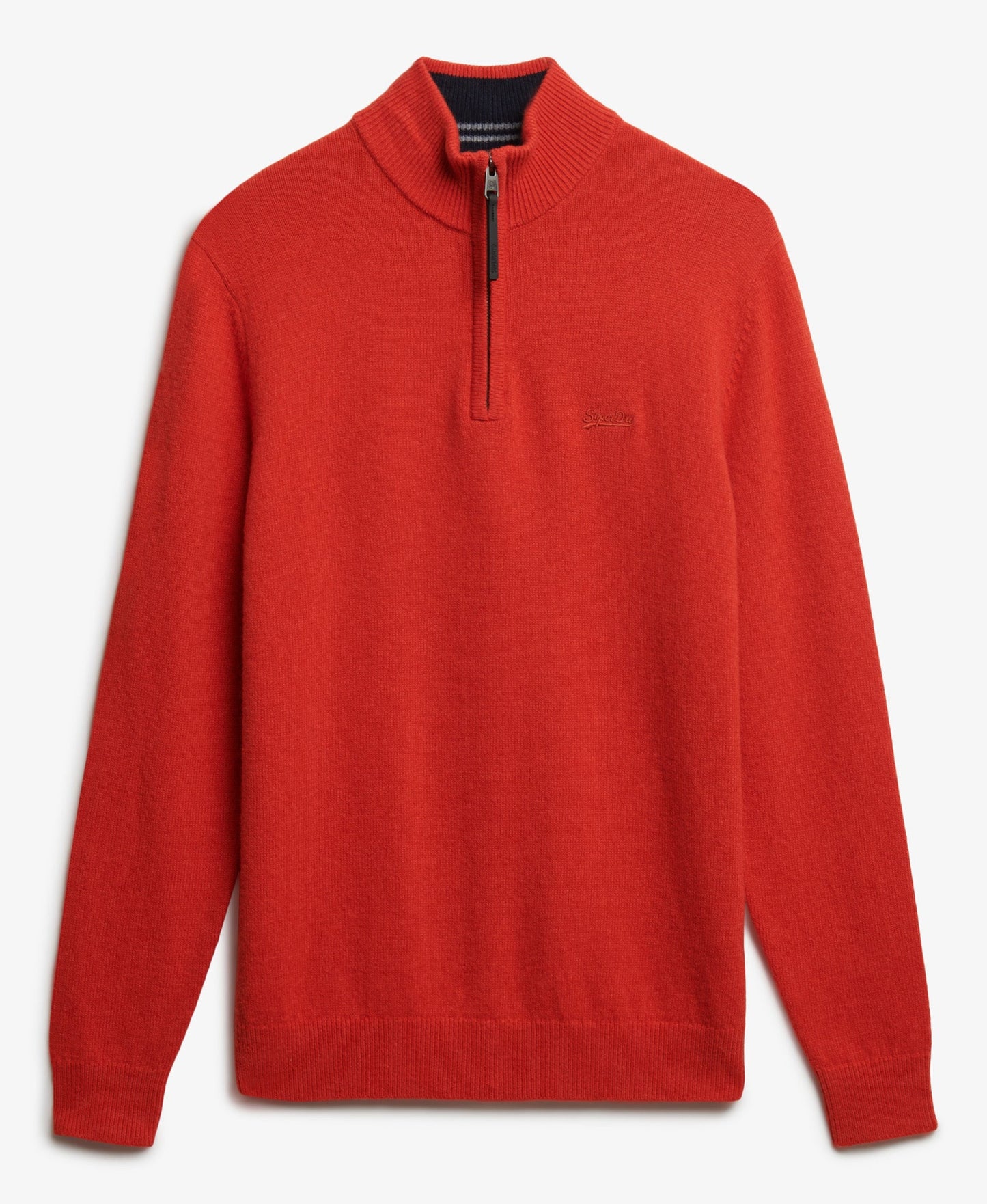 Wool Blend Half Zip Slim Fit Jumper | Vermillion Orange Marle