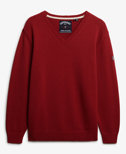 Oversized V Neck Jumper | Bordeaux Red