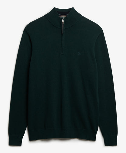 Slim Fit Essentials Cotton Half Zip | Enamel Green Marle