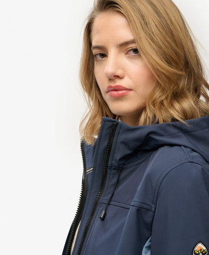 Hooded Colourblock Trekker Slim Fit Jacket | Lauren Navy/Tidal Blue