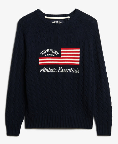 Slouchy Cable Flag Knit | Richest Navy