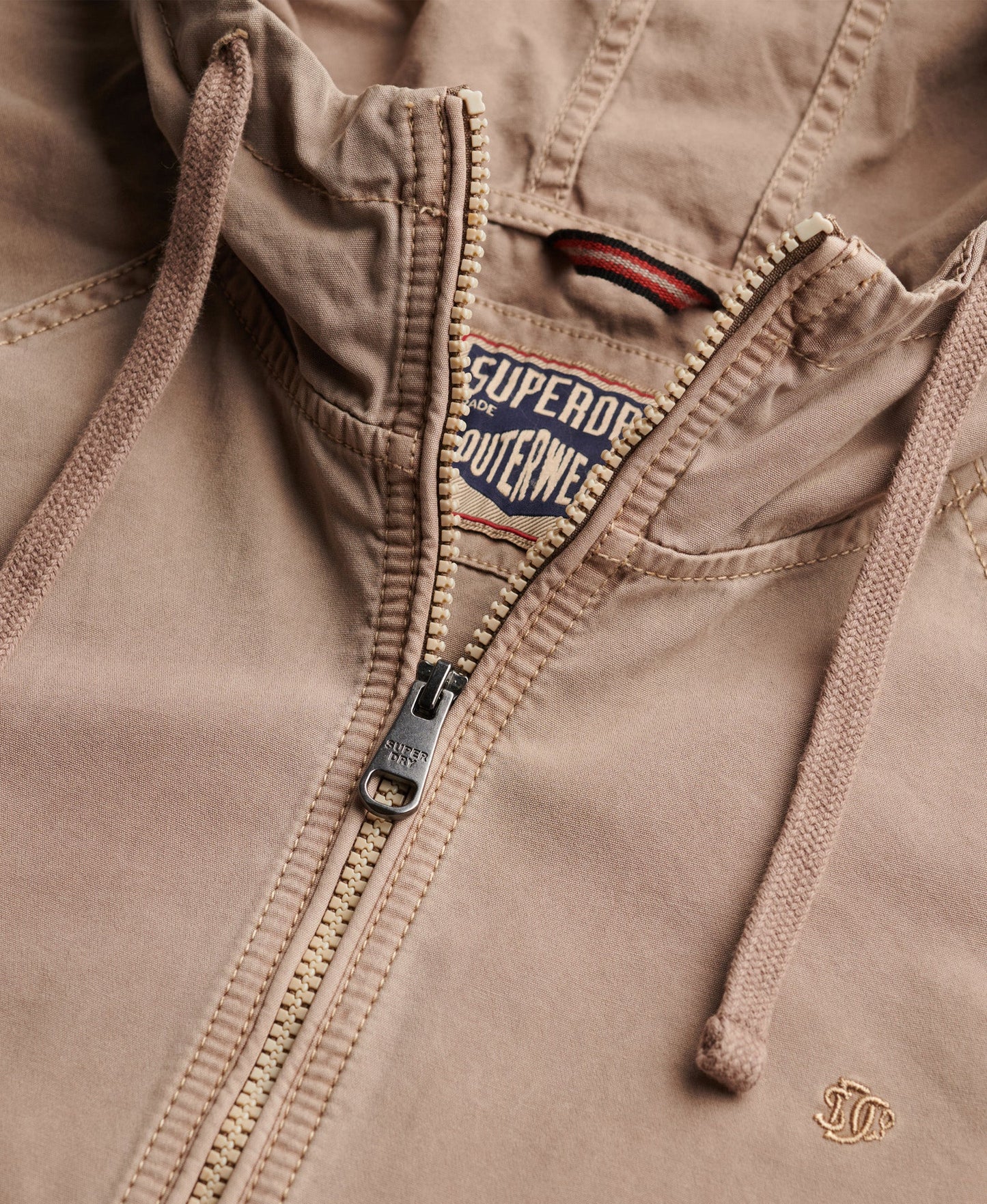 Hooded Washed Twill Jacket | Washed Stone