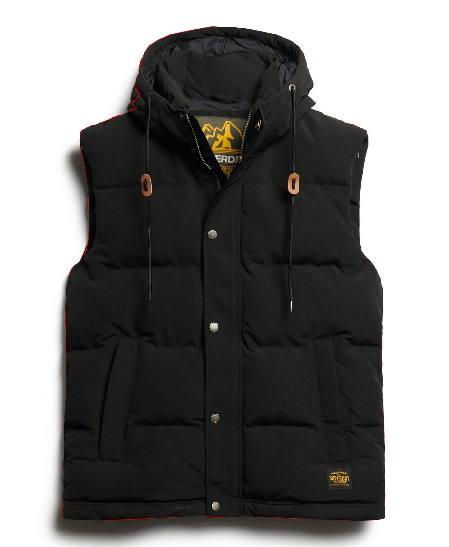 Everest Hooded Puffer Slim Fit Gilet | Jet Black