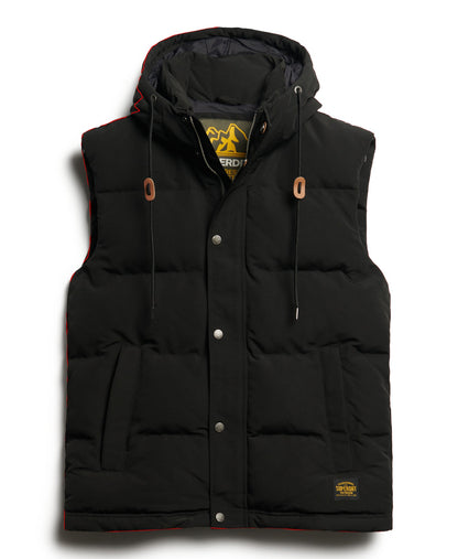 Everest Hooded Puffer Slim Fit Gilet | Jet Black
