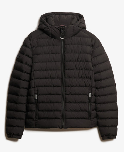 Hooded Fuji Padded Slim Fit Jacket | Black